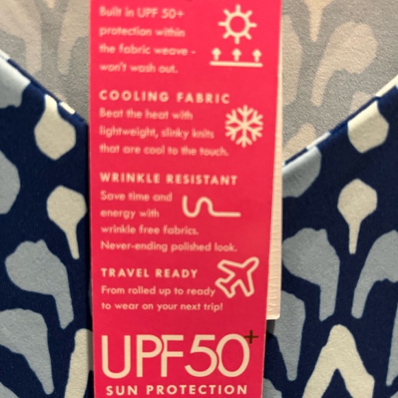 All For Color - Blue & White Patterned Bell Sleeve Dress ☀️50+ UPF Protection☀️ - Picture 7 of 8